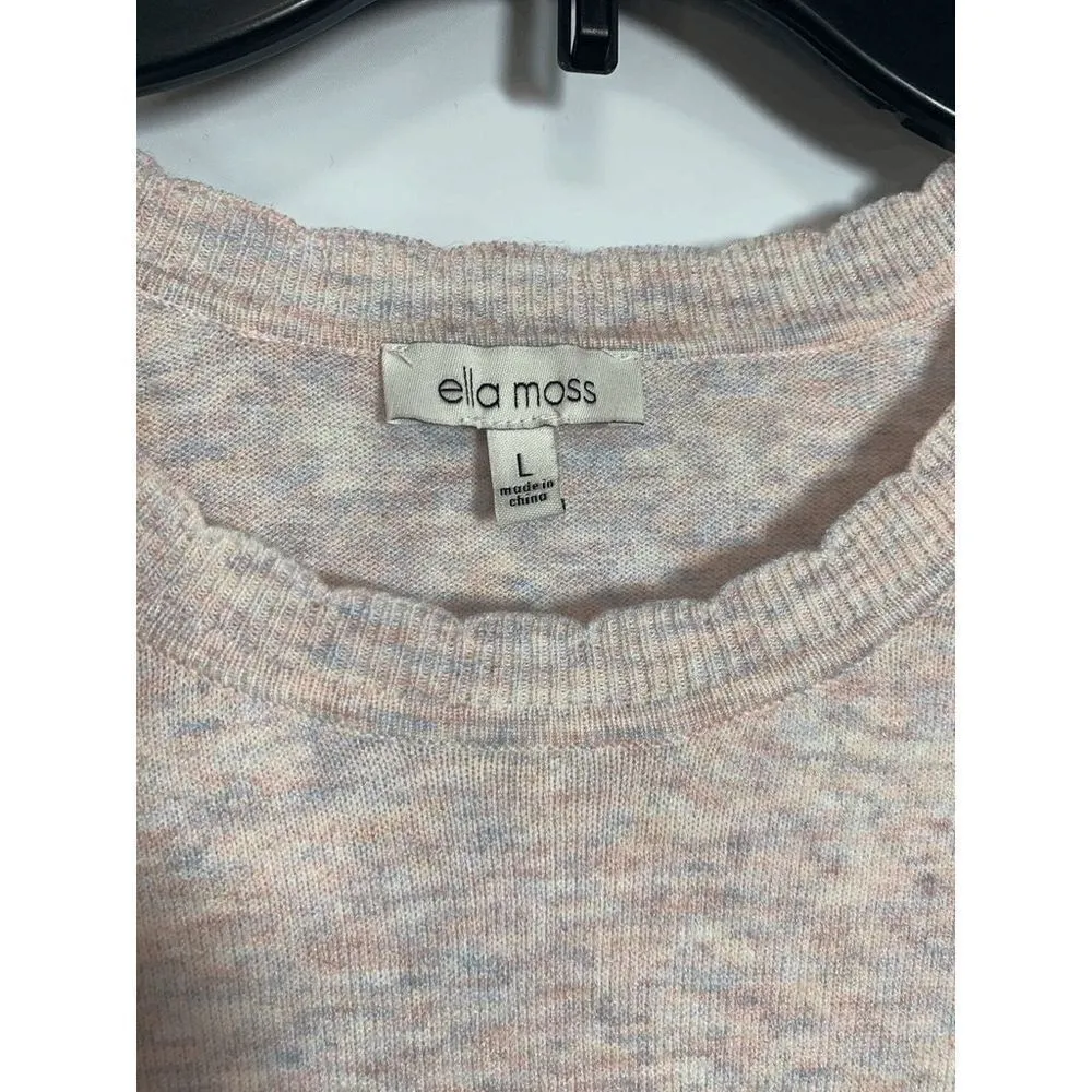 80's Style Ella Moss Maggie Scalloped Neck Balloon Sleeve Watercolor Sweater - Image 2