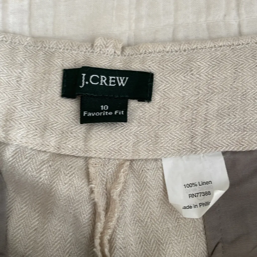 J. CREW Linen Cafe Trouser in Flax Mid Rise Straight Leg Neutral Minimal Size 10 - Image 11