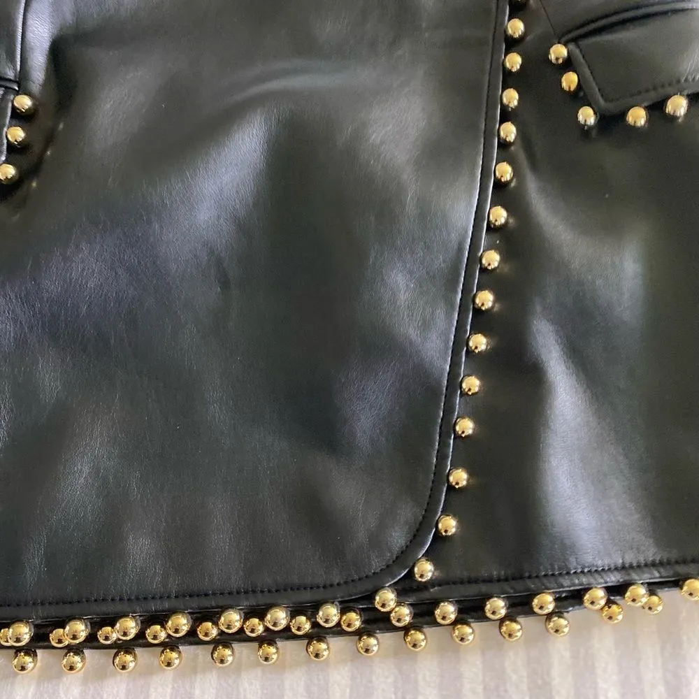 #100 JONATHON SIMKHAI The Clatyon Vegan Mini Skirt Black Size L - Image 4