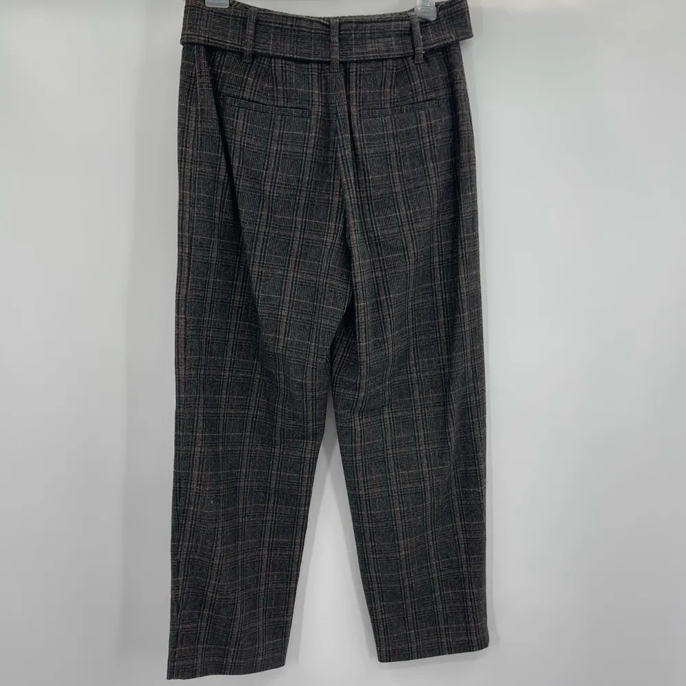 Wilfred Jallade Gray Wool Cashmere Plaid Tie Waist Trouser Pants 4 - Image 5