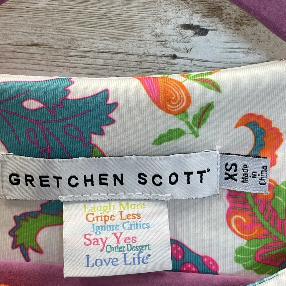 Gretchen Scott Womens XS Dress White Bougie Neon Animal AOP Classic Button Strap Pink - Image 2