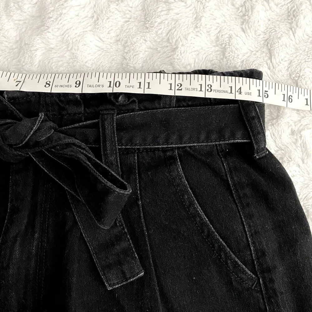 American Eagle Black Denim Paperbag High Rise 90s Summer Mom Shorts 8 - Image 8