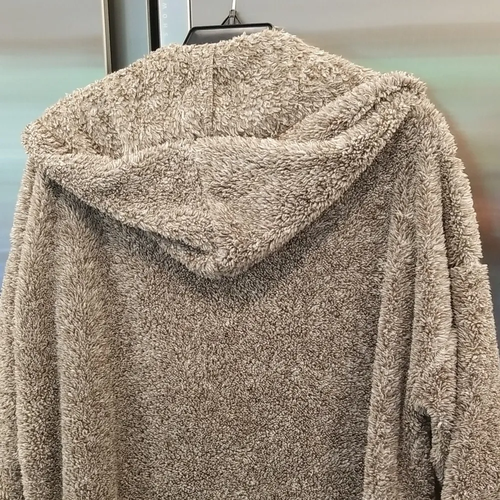 đź’•PJ SALVAGEđź’• Soft Fuzzy Hooded Cardigan Robe ~ Light Brown Medium M - Image 4