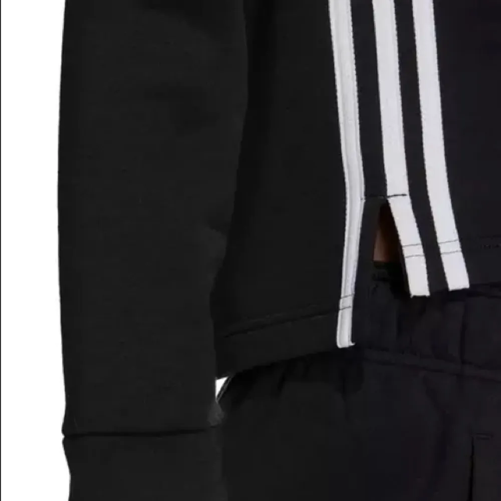 adidas Women's Primegreen Comfort Fleece Loose Cropped Black 3-Stripes T… - Image 13