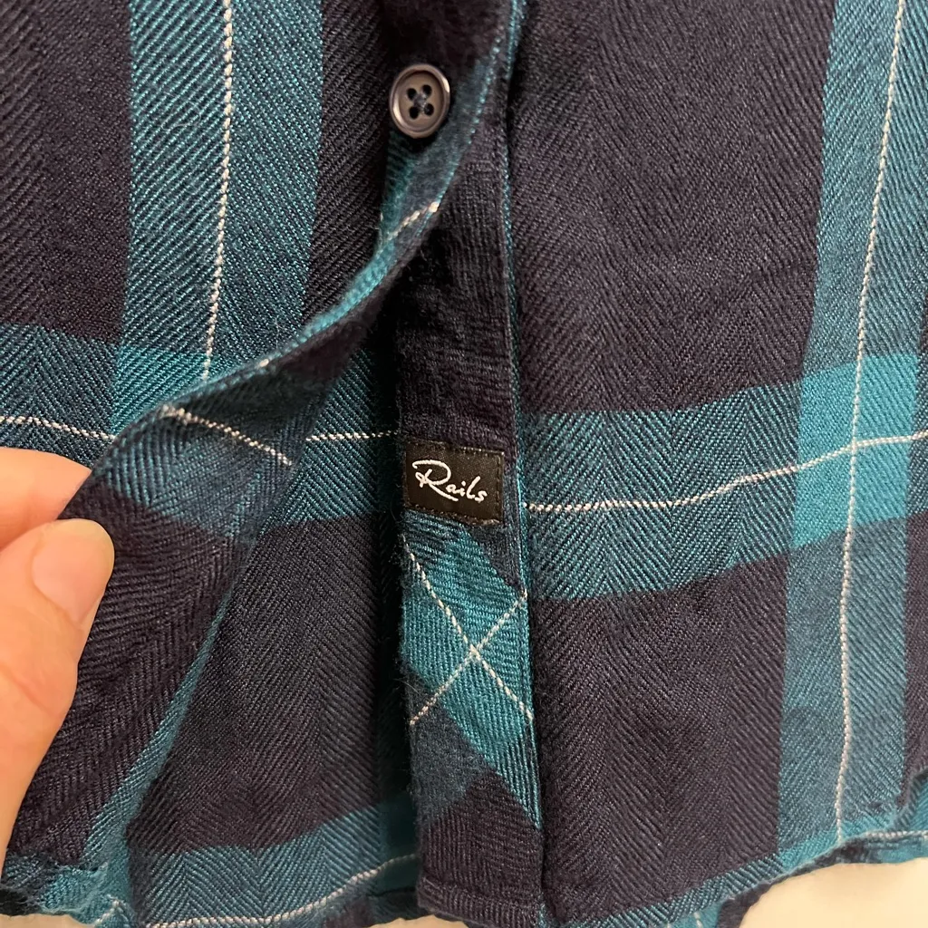 Rails Hunter Blue and Black Plaid Button-Up Shirt size small - Image 2