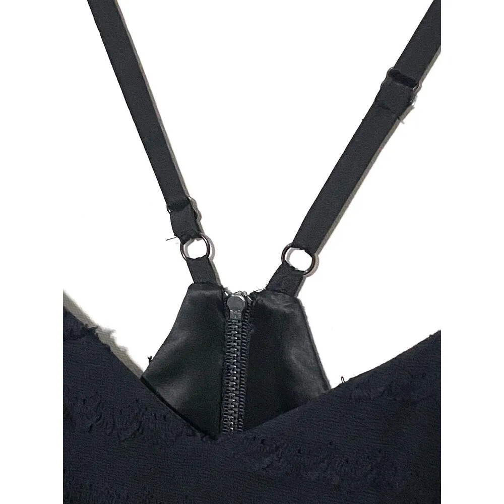 Jay Godfrey Little Black Mini Dress Womens 0 Strappy Exposed Zip Back Halter - Image 4
