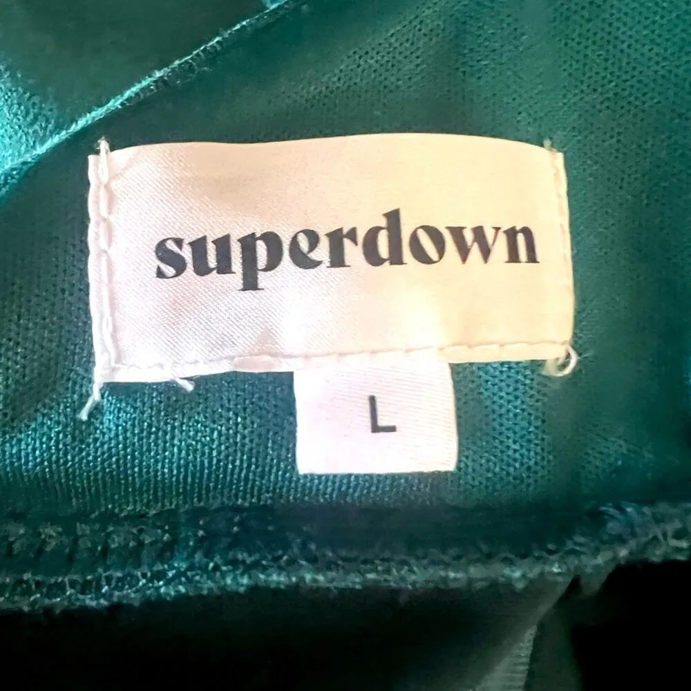 NWOT Superdown green/blue Carrie mini dress faux suede large - Image 2