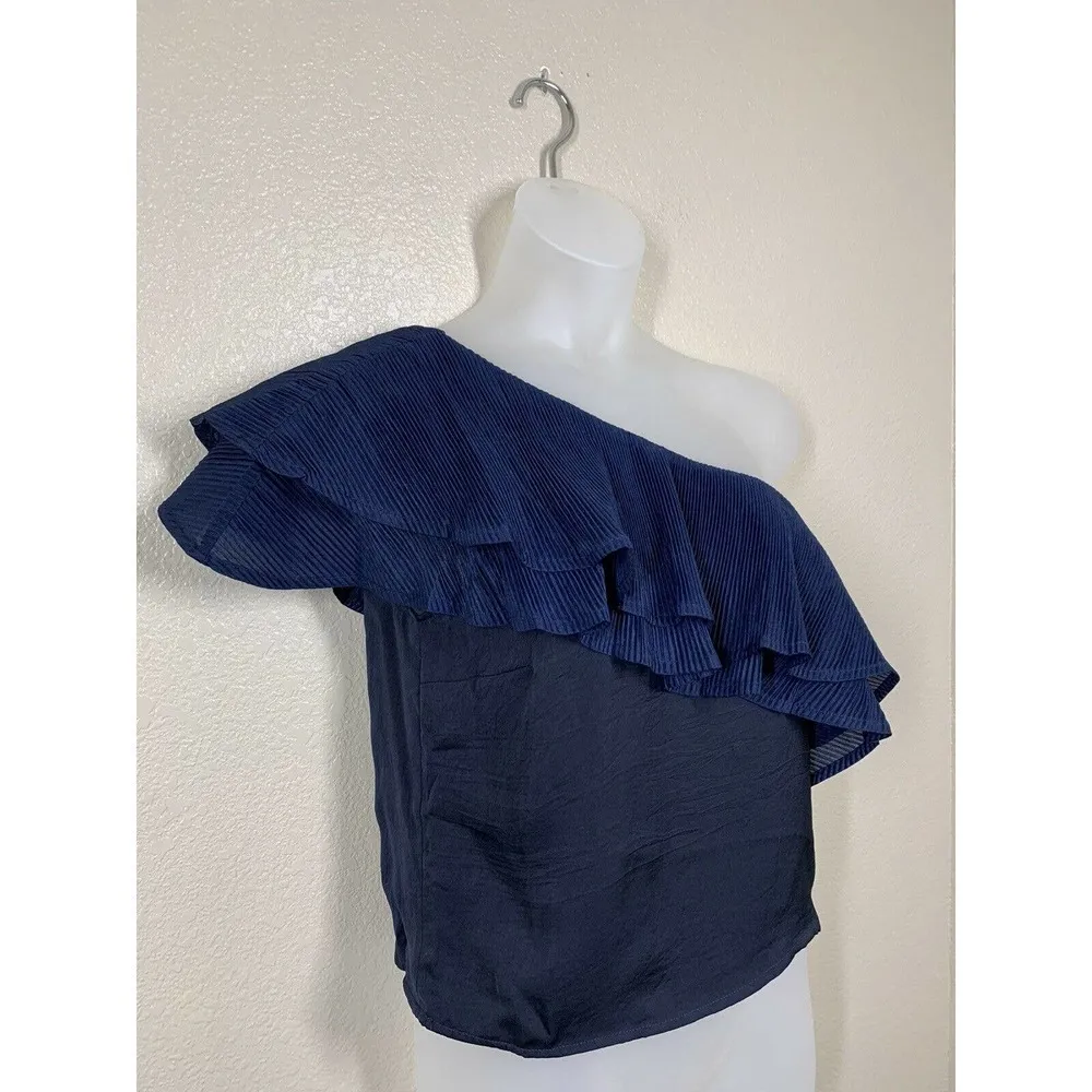 Capulet Vanessa Navy One Shoulder Ruffle Top - Image 4