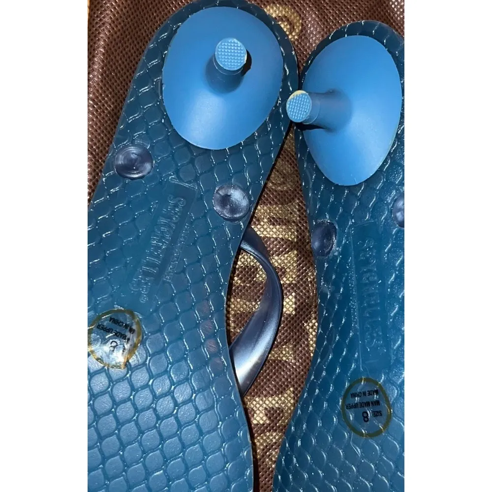 Seychelles Sandals Womens Low 1.5" Heel Flip Flops US Size 8 Blue Summer Shoe - Image 4