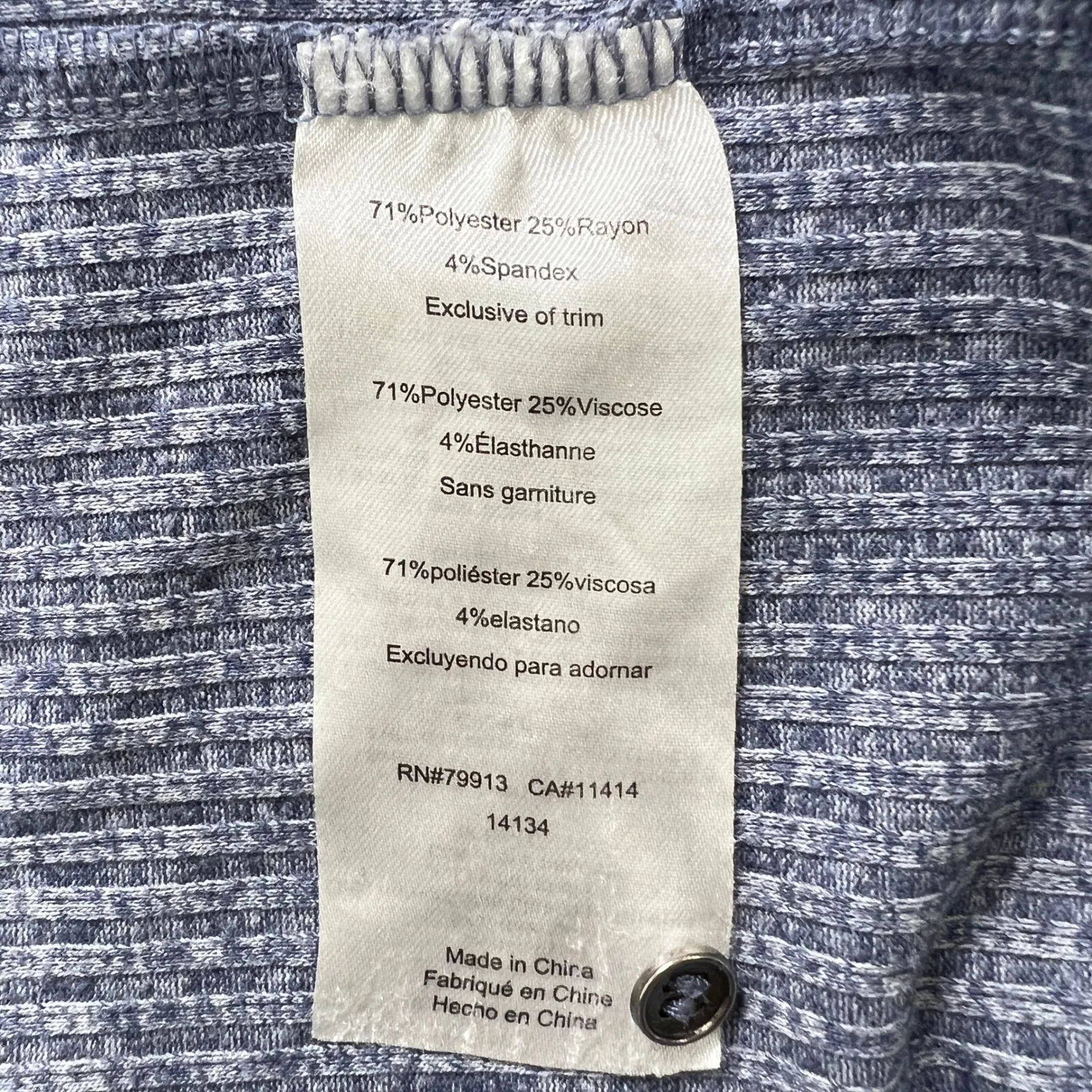 A Pea in the Pod Blue Ribbed Henley Maternity Top Women's M Long Sleeve Stretch - Image 5