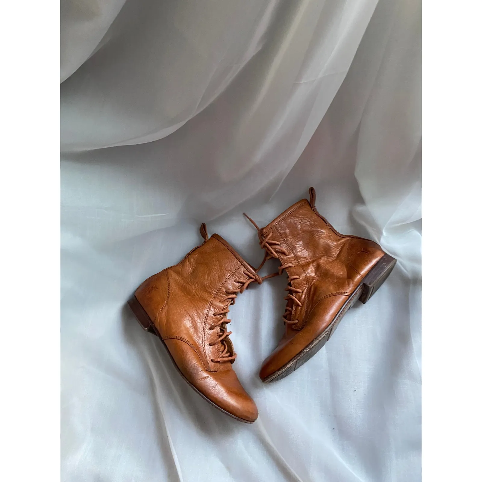 FRYE Jillian Leather Lace Up Brown Ankle Riding Boots Prairie Cottagecore Boho - Image 3