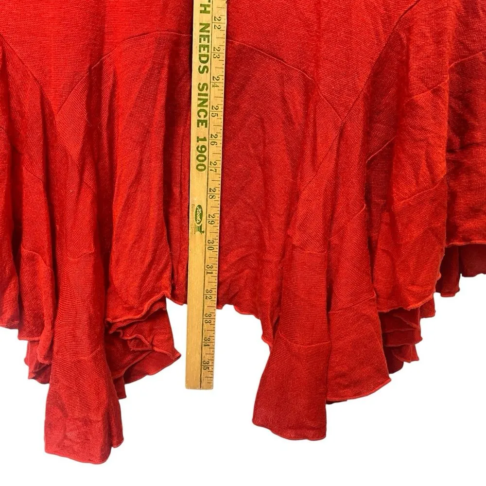 Vtg Y2K Red Contemporary Skirt Women XL Wool Blend Midi Fairycore Fairy - Image 6