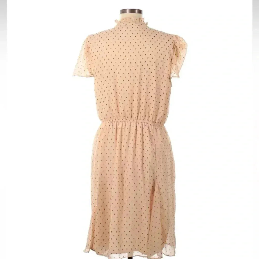 Walter Baker | Arthur Swiss Dot Dress Peach Size 8 Medium M Ruffle Tie Neck - Image 3