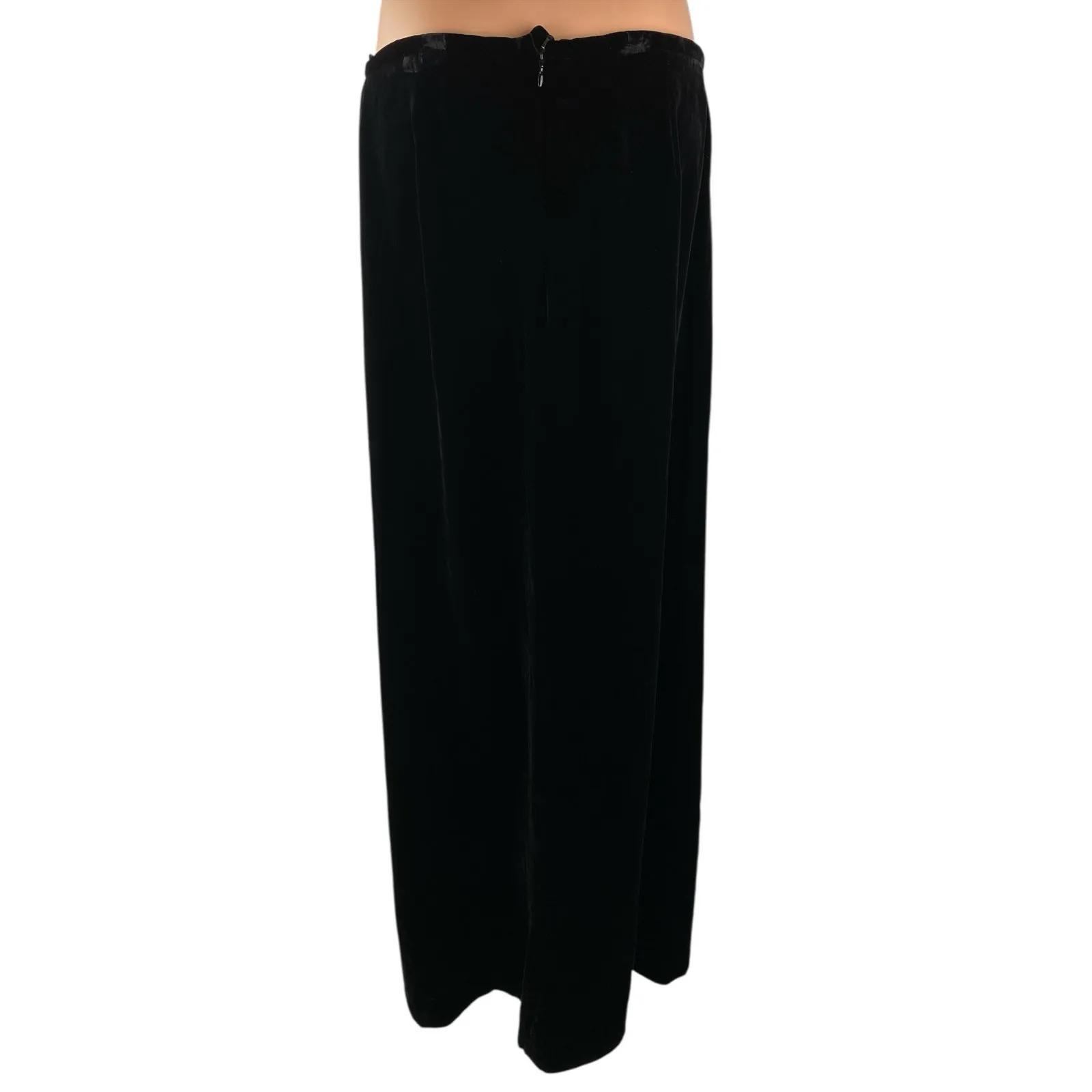 Kay Unger Women's Black Velvet High Rise Zip Back Maxi Straight Pencil Skirt 14 - Image 2