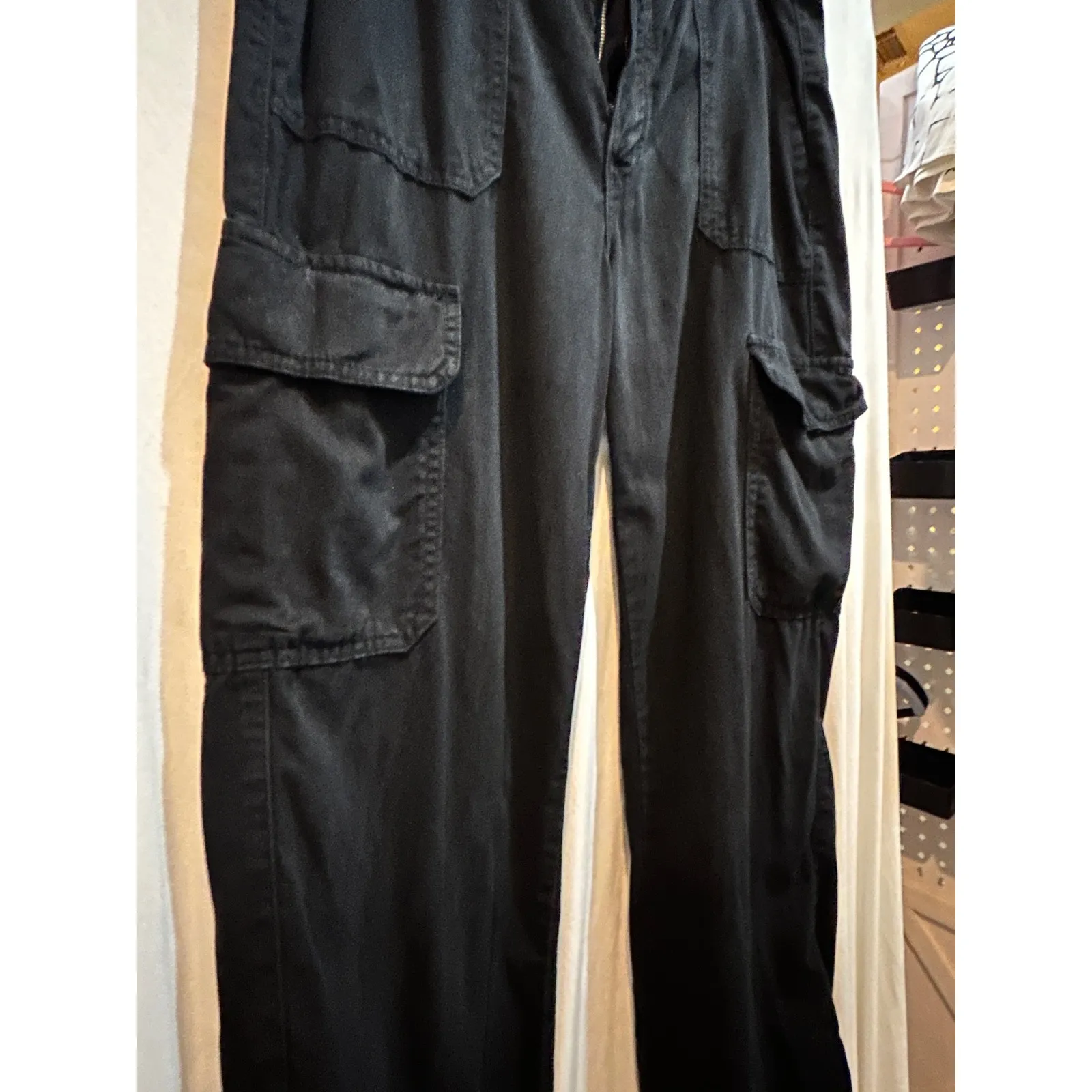 Zara Black Utility Cargo Pants Womens Size 8 Relaxed Fit‎ Pockets - Image 7