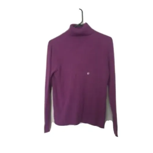 KAREN SCOTT Women's Sweater Sz M Stretch Ribbed Long Sleeve Turtle Neck Purple - Image 2