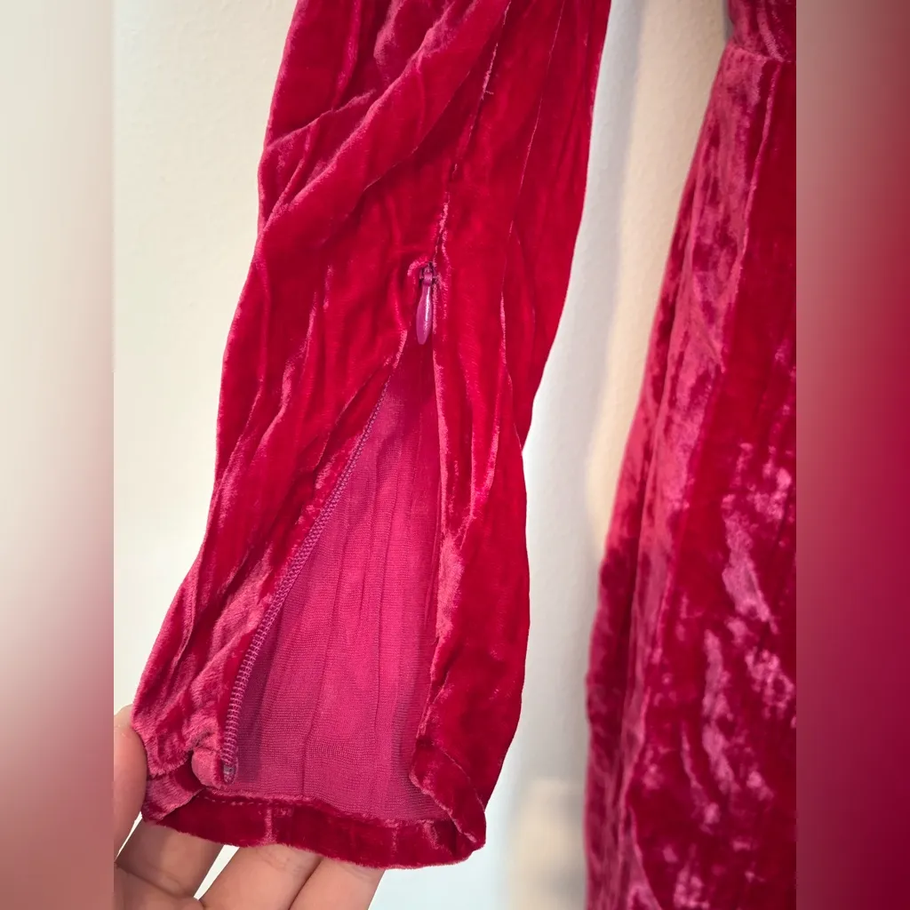 Lovers + Friends Kimora Mini Dress Magenta Pink‎ Silk Velvet - Size XS NWT - Image 9