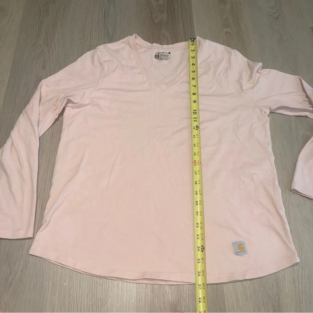 Carhartt Light Pink V Neck Relaxed Fit Long Sleeve Top - Size XL - Image 6