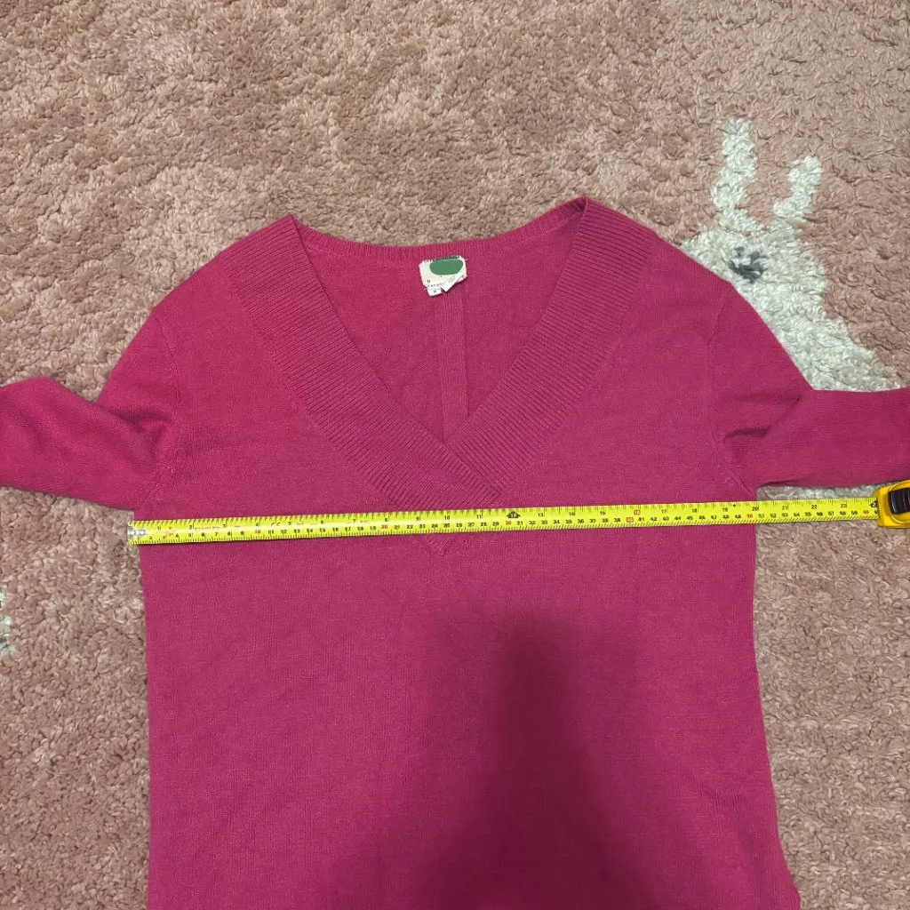 Anthropologie Galizia Tunic Sweater Womens Medium Hot Pink V-Neck Long Sleeve - Image 7
