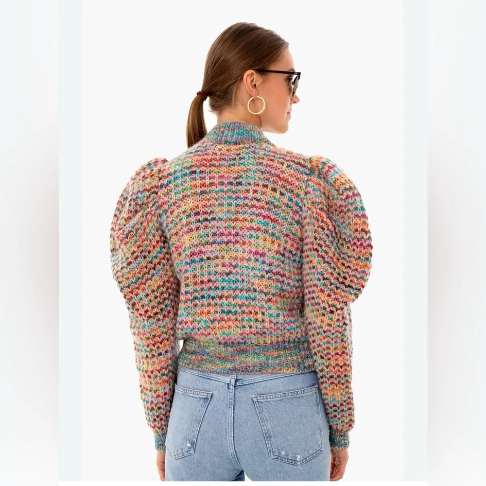 NWOT Ulla Johnson Fiora Wool Puff Sleeve Rainbow Cardigan Sweater Size Small - Image 10
