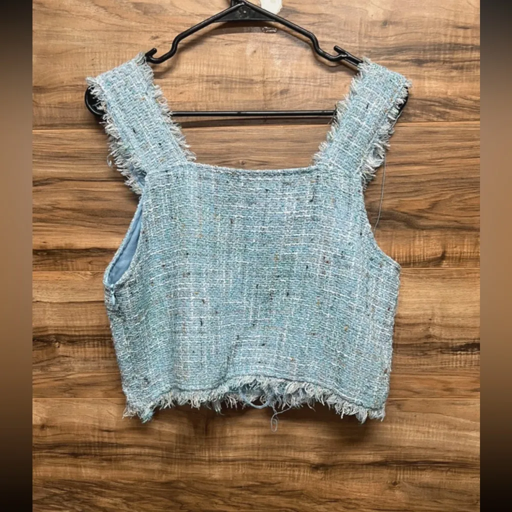 Paper crane Chic Tweed Crop Top - Blue size L - Image 3