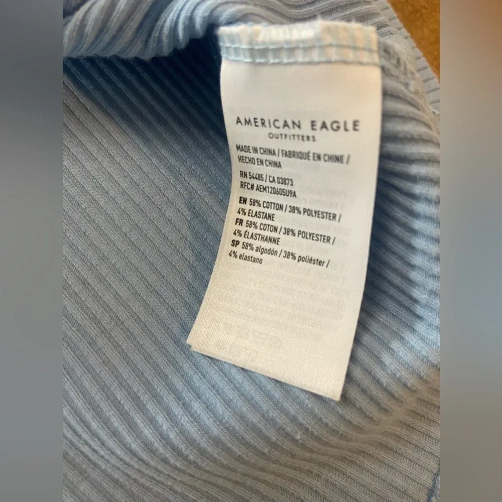 AMERICAN EAGLE Ribbed Knit Long Sleeve Midi Button‎ Up Dress Baby Blue XL - Image 8