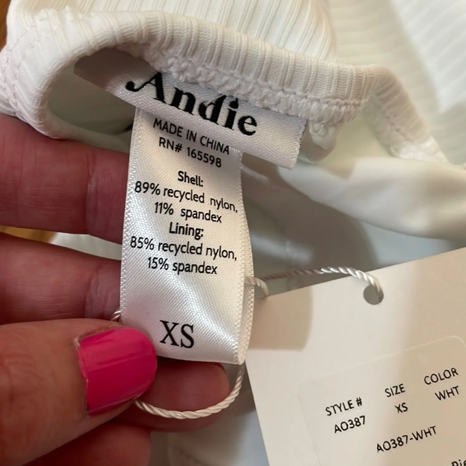 Andie The Amalfi One Piece‎ Swimsuit Ribbed White size XS NWT - Image 6