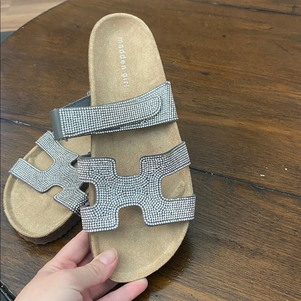 Madden girl Sparkling Silver Slide Sandals - Image 2