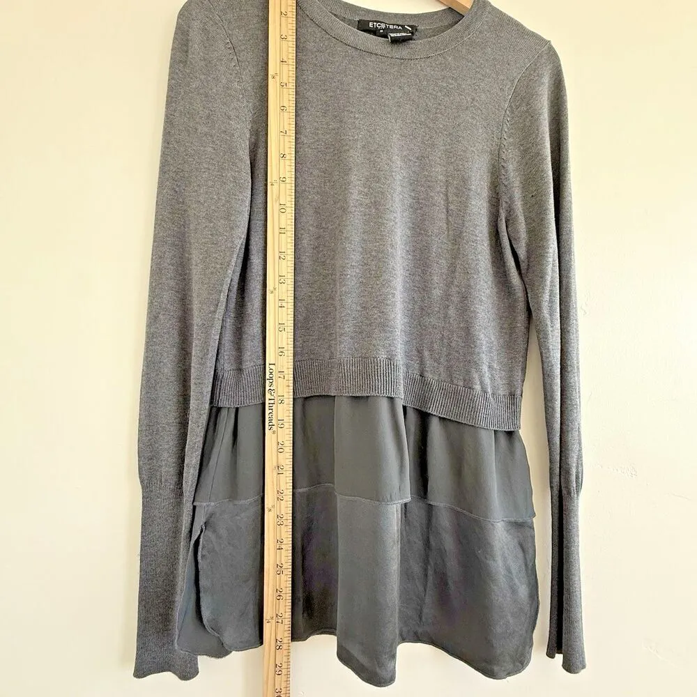 Women Etcetera Silk Blend Multi Media Sweater size S lightweight grey - Image 4