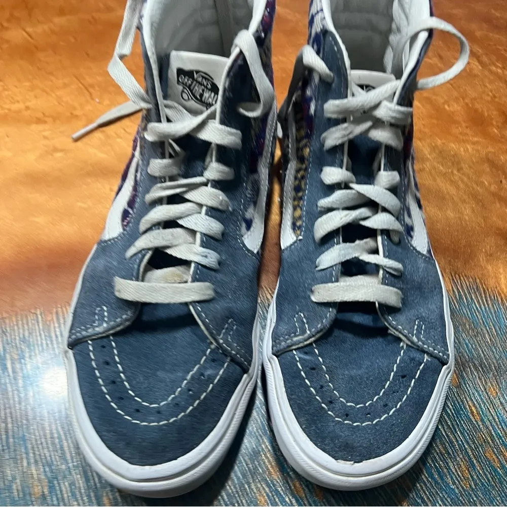 Vans Sk-8 Hi Fair Isle blue suede and Sweater sneakers size 7.5 - Image 9
