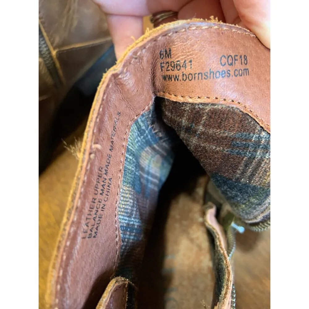 Born Brown Leather Ankle Boot Women 6 Fringe Grunge Western Cowgirl Witch Hobbit - Image 2