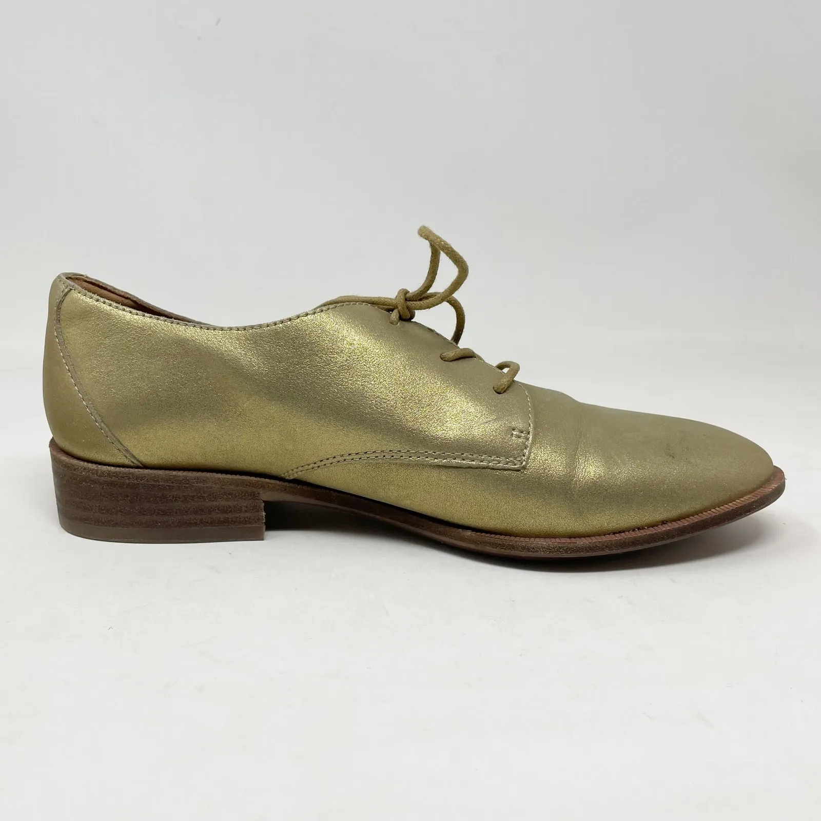 Madewell Frances Light Gold Metallic Leather Lace Up Oxford Shoes Womens 7.5 - Image 2