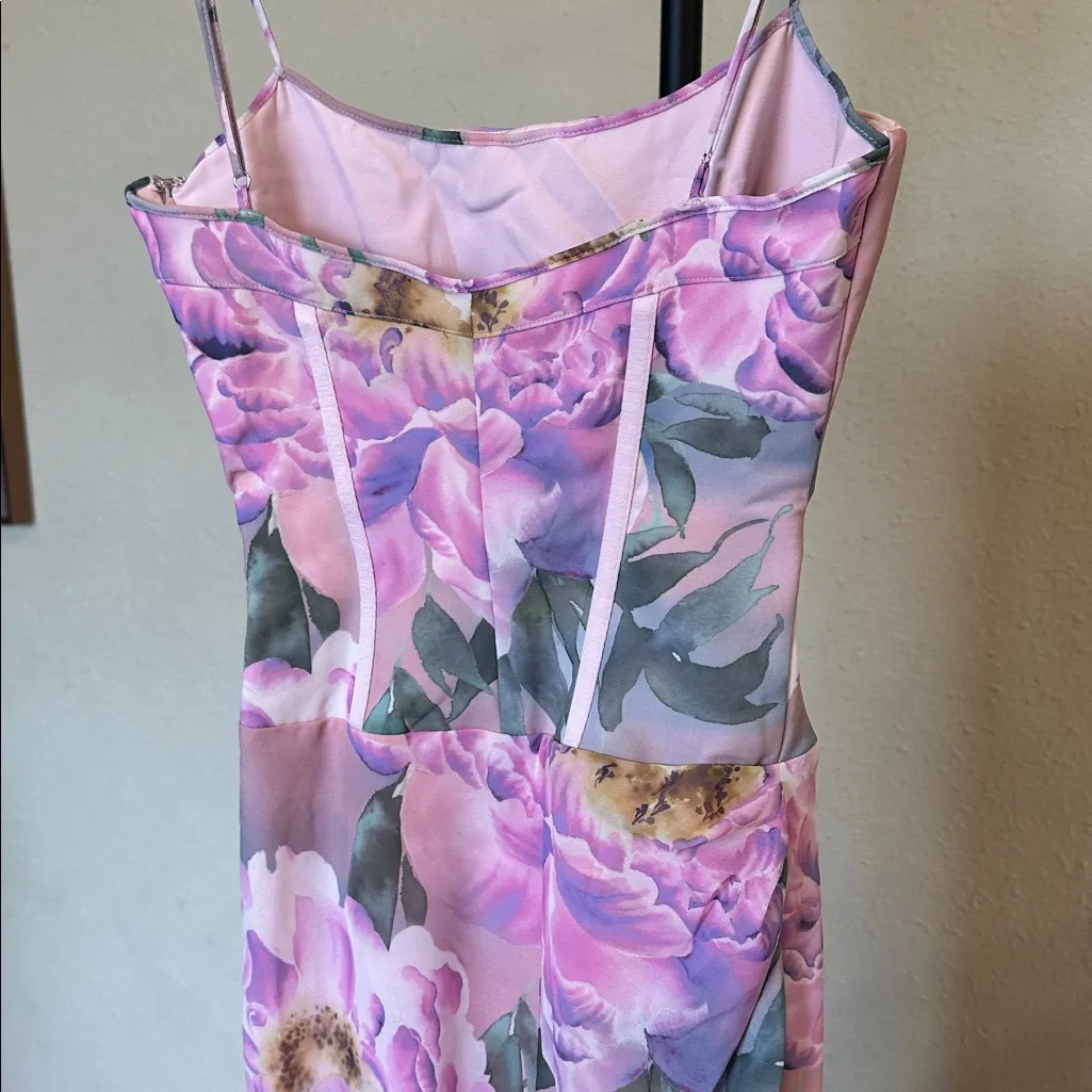 House of CB Antonia Pink Floral Corset Maxi Dress NWOT size XS Tall - Image 11