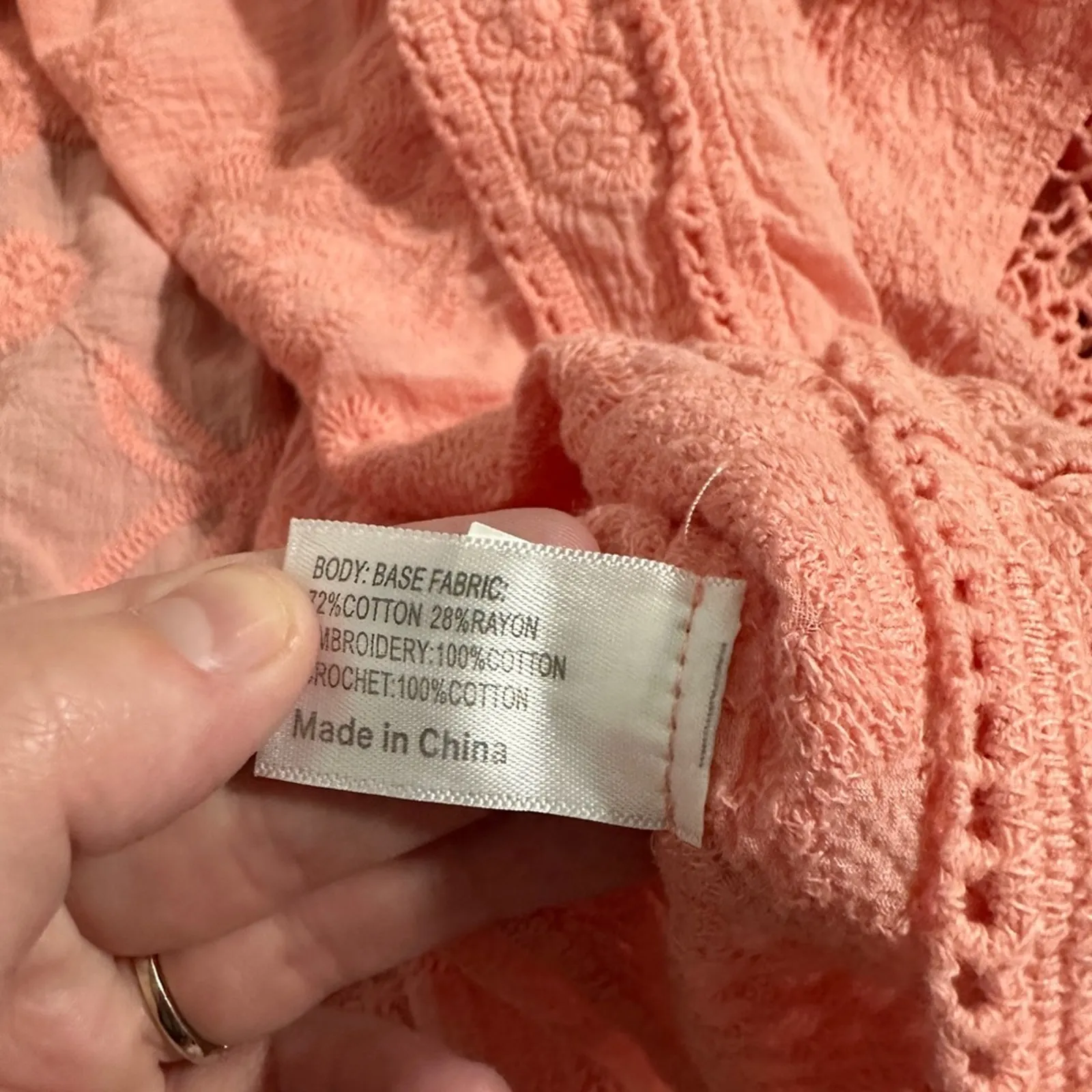 Lane Bryant Light Pink Tie-Hem Lace Crochet Short‎ Sleeve Top Size 22/24 - Image 8