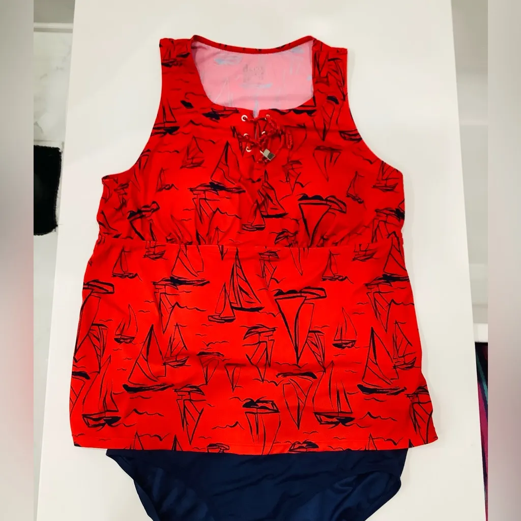 So NICE swim tankini top w/ bottom 🏖️🏝️ Red Size 18 - Image 6