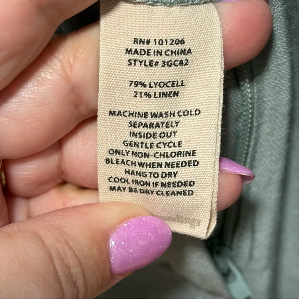 Soft Surroundings Kerry Jumpsuit NWT size 14P Green Milieu Tencel Linen No Belt - Image 10