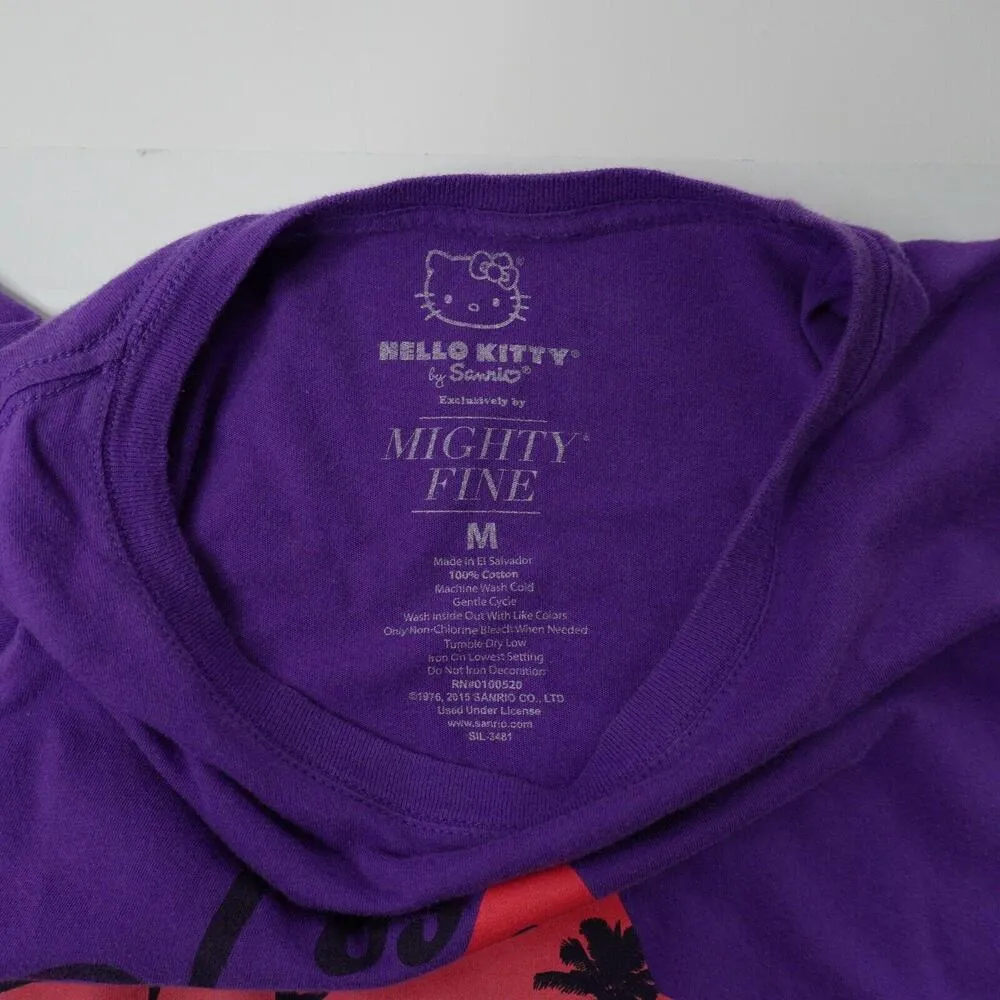 Hello Kitty x Mighty Fine Los Angeles LA Purple Star Palm Tree T Shirt Juniors M - Image 3