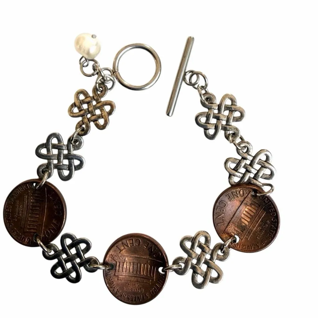 Handmade Penny & Celtic Knot Charm Bracelet - Image 3