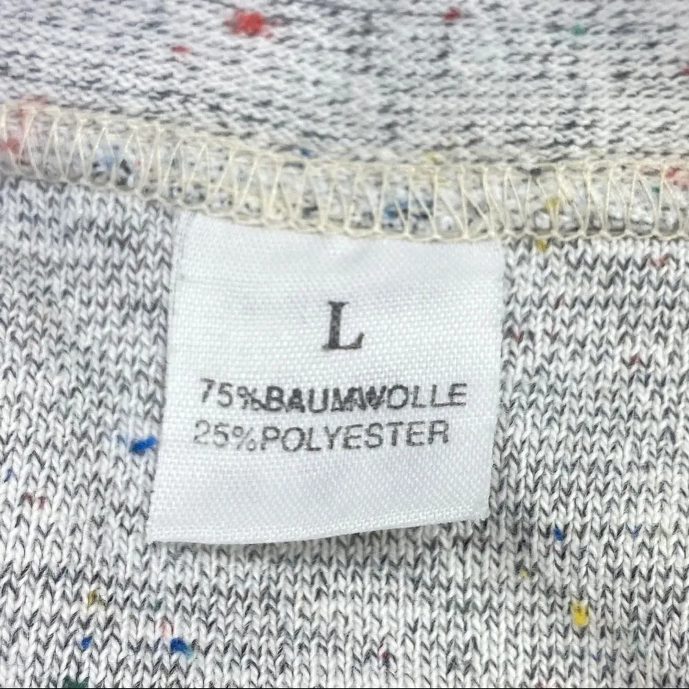 Teacher Alphabet French Terry Mock Neck Tunic Sweater Gray Multi Large - Image 7