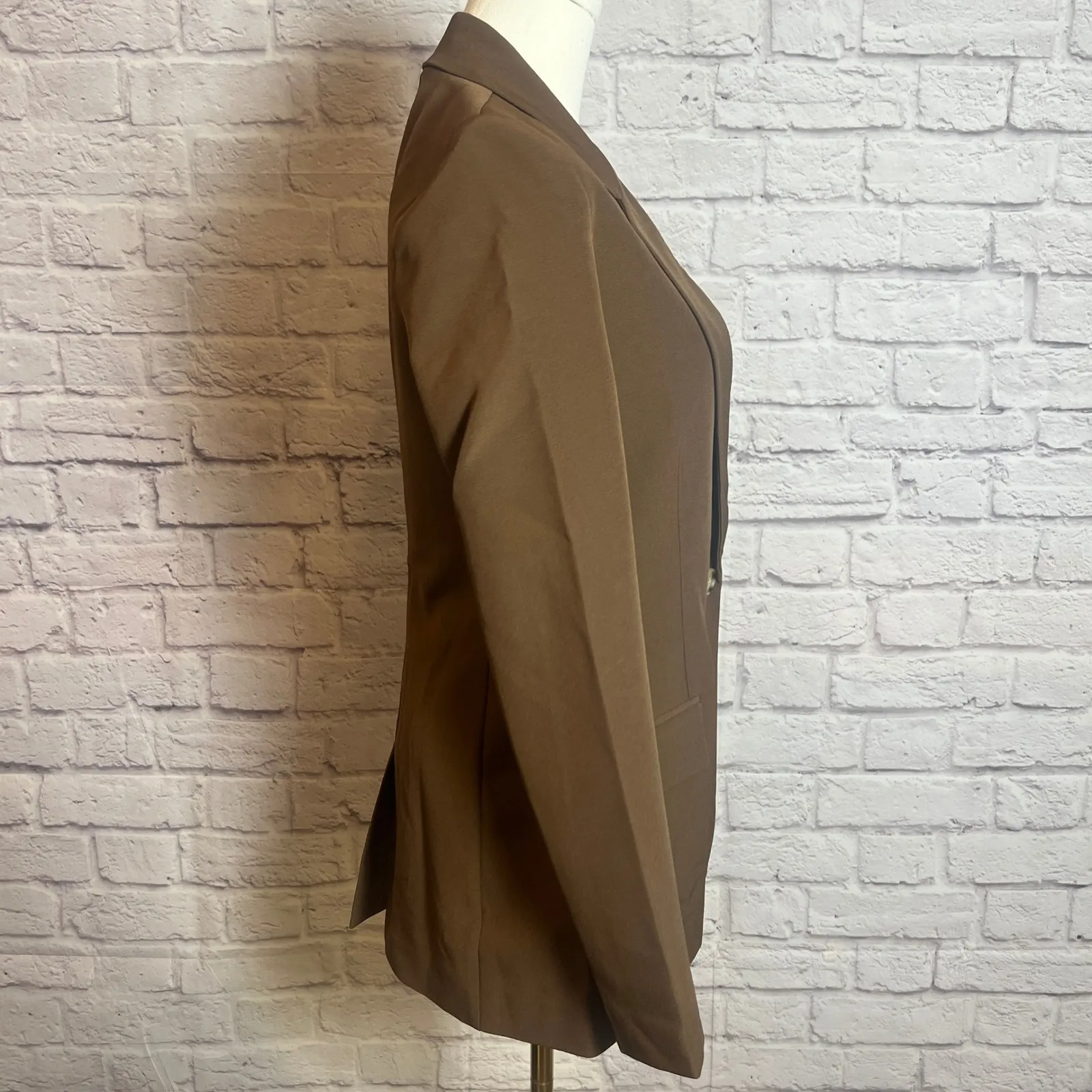 The Drop Women's XXS Brown Long Blazer Structured Stretch Workcore Neutralcore - Image 2