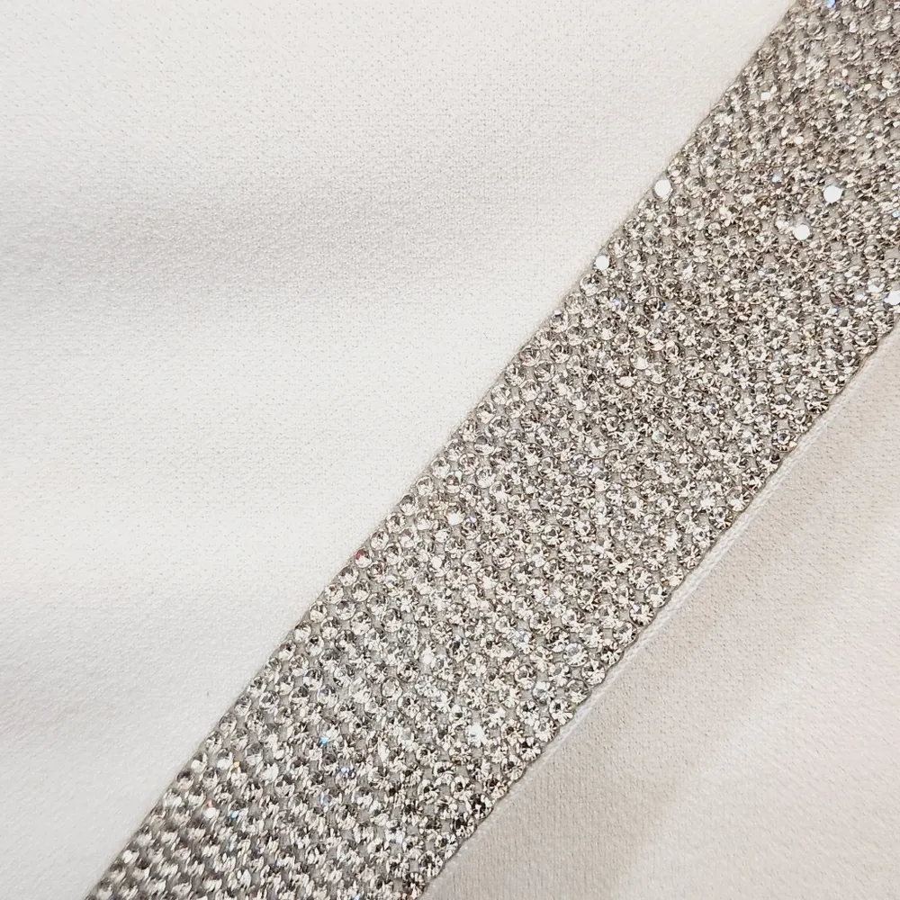 BCX Asymmetrical-Hem Rhinestone Dress White Sz M - Image 4