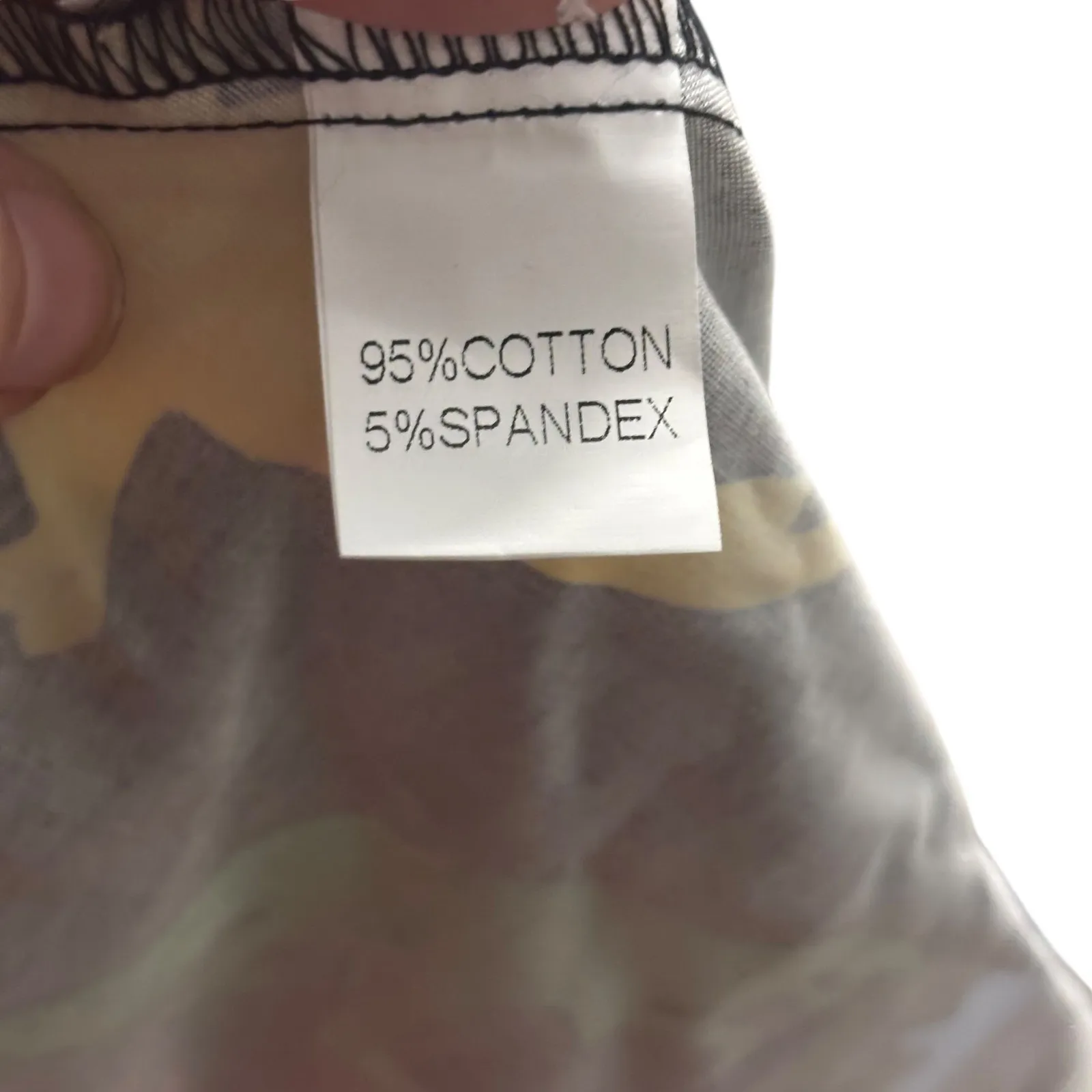 Dinosaur Print‎ Dress Black Cotton Blend Square Neck Short Sleeve Casual Large - Image 6