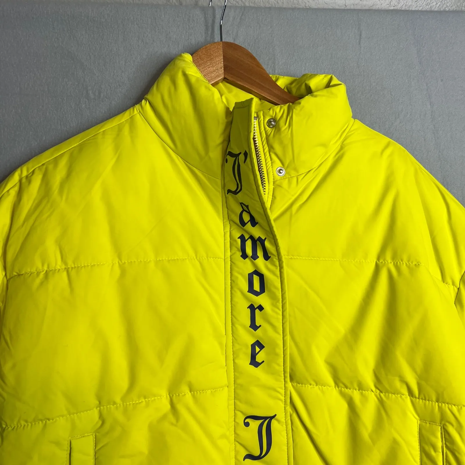 Juicy Couture Onyx Puffer Jacket Womens Size S Lime (Bright Neon Yellow) NWT - Image 2