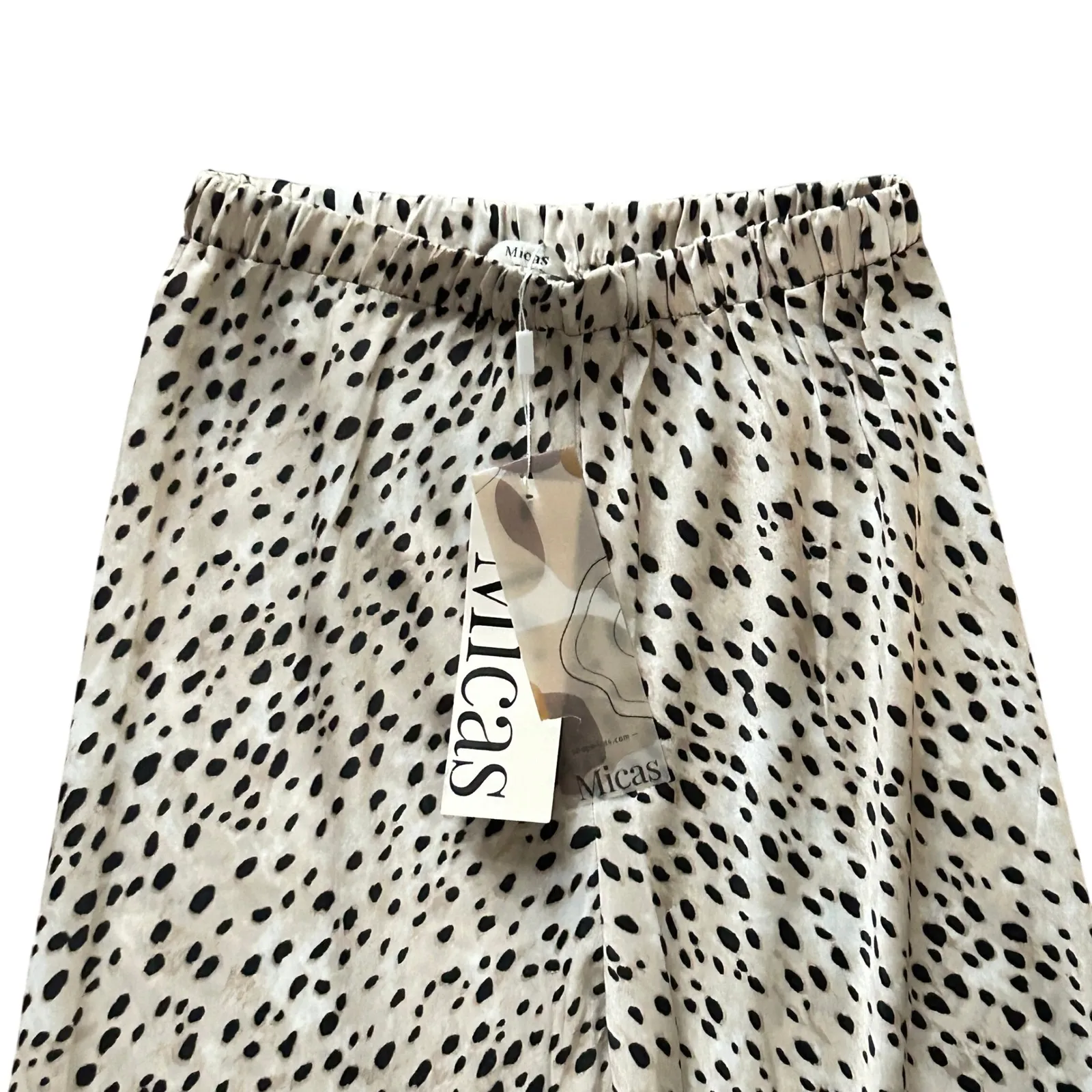 Micas Womens Wide Leg Leopard Print Pull On Elastic Waist Pants NWT - Large - Image 3