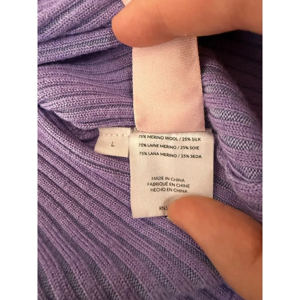 Naadam Merino Silk short sleeve cardigan purple size L Size L - Image 4