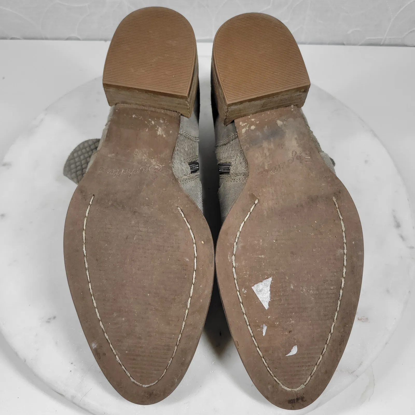 Seychelles Womens Ankle Boots 8 Gray Taupe Suede Leather Side Zip Block Heel - Image 12