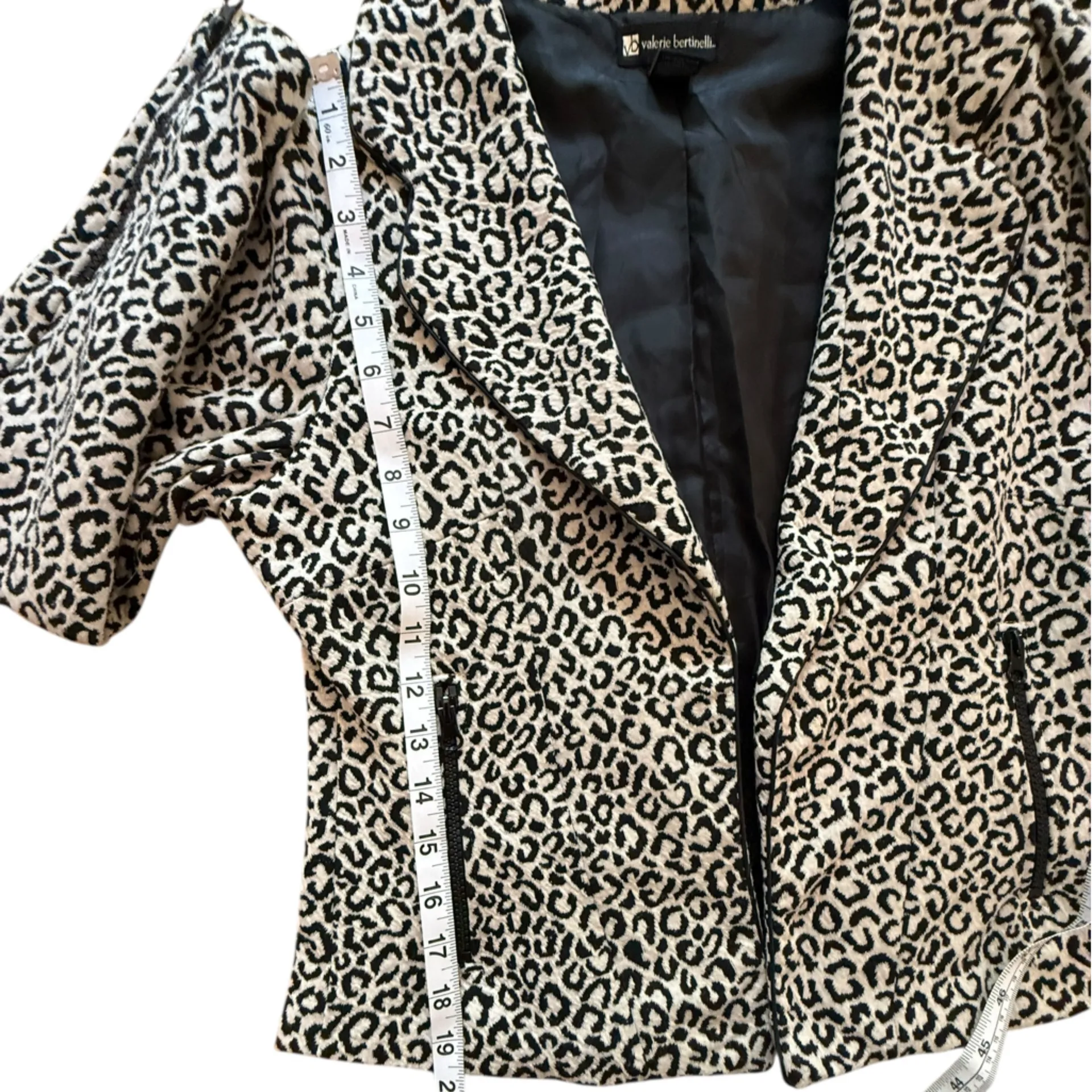 Valerie Bertinelli Leopard Print Open Front Blazer Soft Comfortable Size Medium Black - Image 10