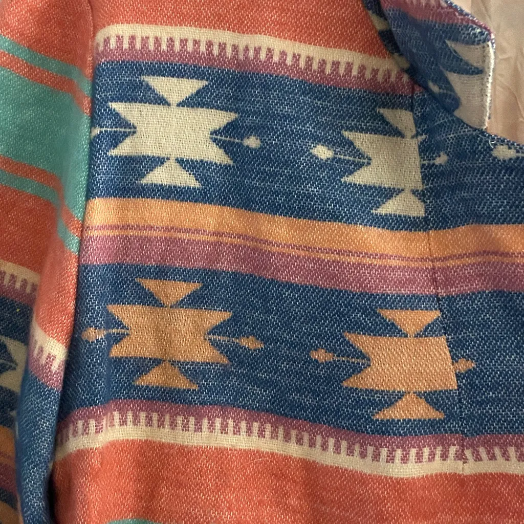 STAR CCC WO SIZE LARGE Colorful AZTEC Geo Pattern SOFT FLANNEL LIKE Blazer Blue - Image 5