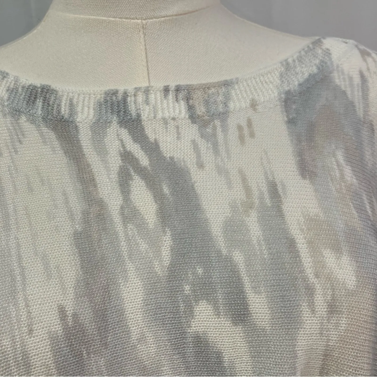 J. Jill Linen Artsy Poncho One Size Coastal Clean Girl Beachy Boho‎ Fringe Gray - Image 8