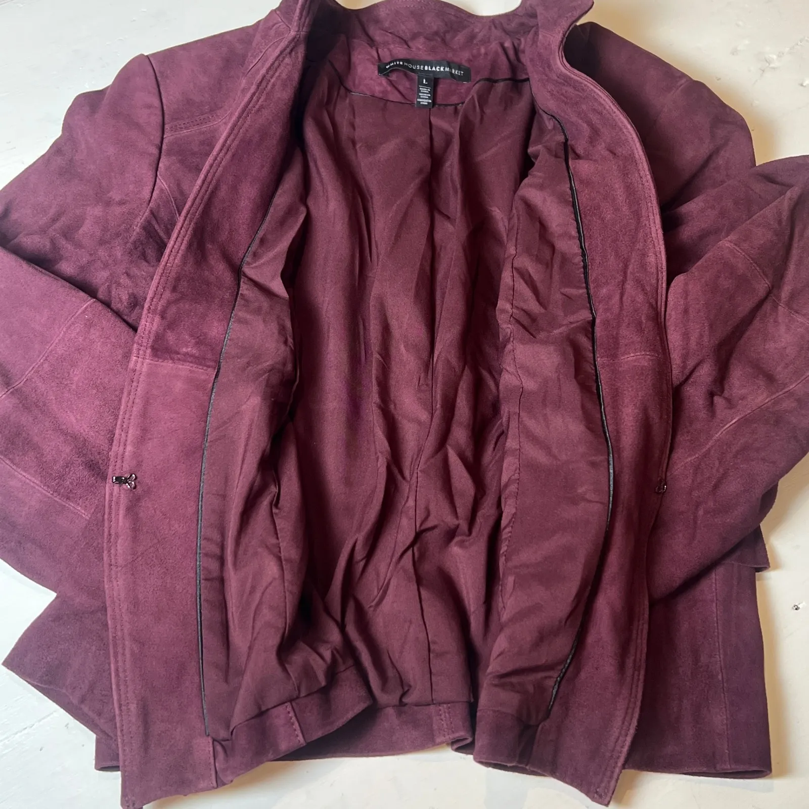 White House Black Market Genuine Suede Leather Jacket Women's L - Image 6